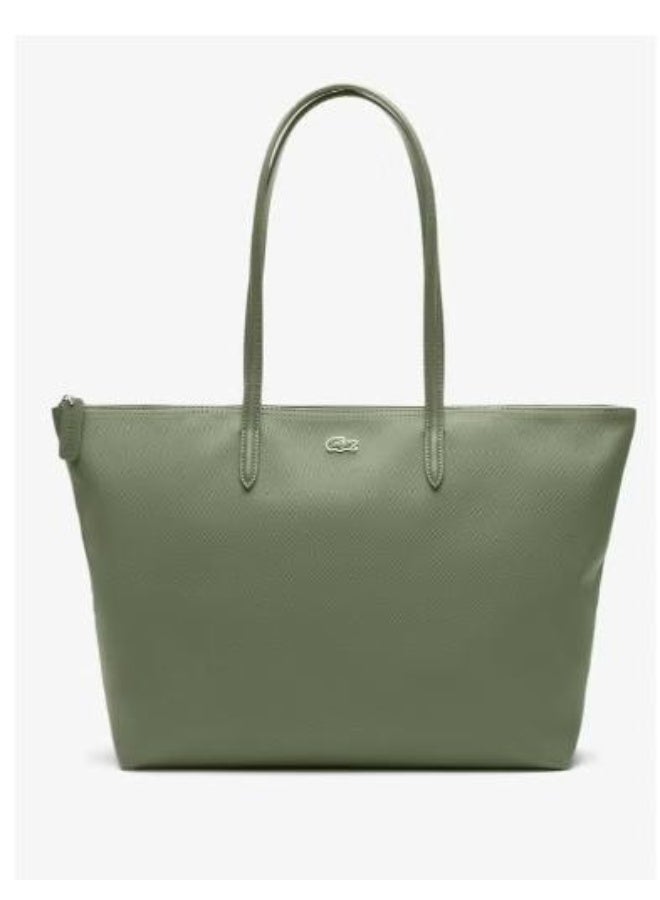 لاكوست حقيبة يد كبيرة نسائية بسحاب 12.12، حقيبة كتف نسائية، حقيبة موضة متعددة الاستخدامات بسعة كبيرة، حقيبة تسوق نسائية، 45 سم * 30 سم * 12 سم - أخضر عسكري - Image 3